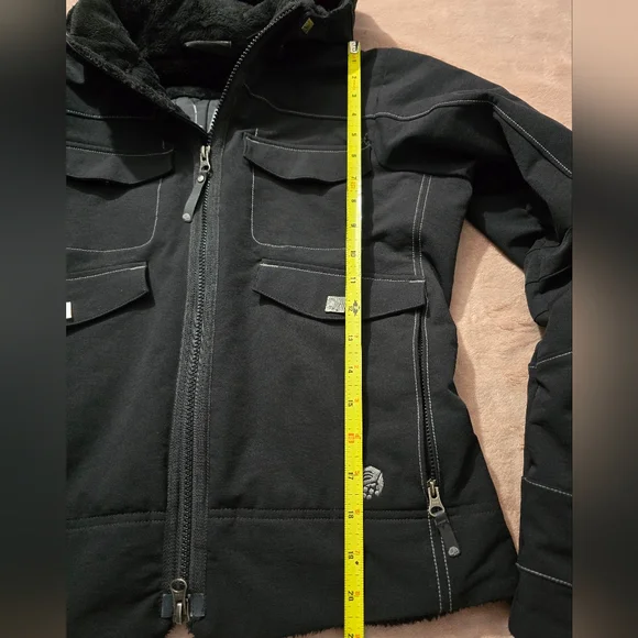 Mountain Hardwear Soft Shell Utility Moto Hooded Bomber jacket Coat black cozy S - Picture 13 of 15